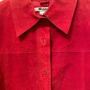 Rich red Nygard shirt jac. Lined suede. Cheery and cherry! Like new.